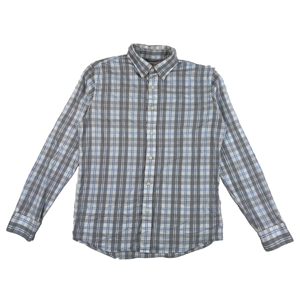 Faherty Movement Shirt Button Up Men's Medium Gray Plaid Long Sleeve